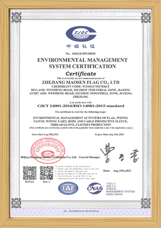 Environmental Management System Certificate (English)